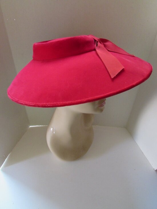 Mid Century Sunnyland Hat Cherry Red Velvet Wide Brim main image 7